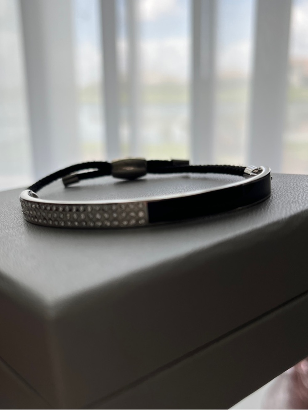 Halcyon Days Black and Crystal Accent Women's Bracelet